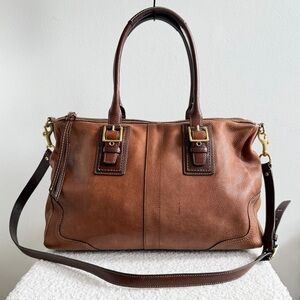Y2K Coach Large Leather Hampton Satchel Brown Gold Hardware